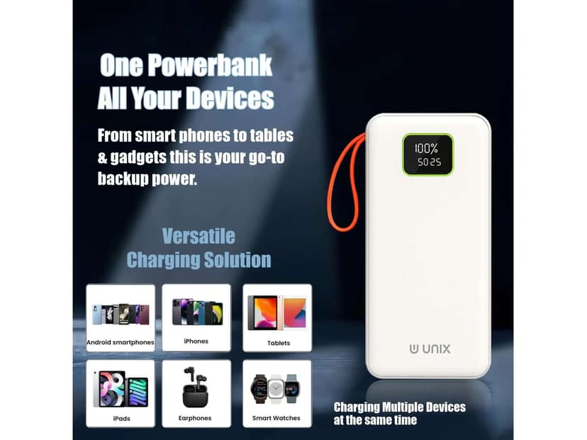 Unix 1511 Powerbank - White view 3
