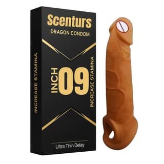 Scenturs 9 Inch Dragon Condom Reusable Chocolate Flavour, Intense Sensation Realistic Skin Feel & Safe Protection Comfortable pack of 1 pcs