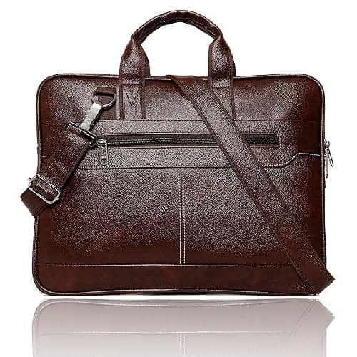 KAISHWA Brown Leather Messenger Bag for Men - 15.6 Inch Laptop Briefcase with Adjustable Shoulder Strap and Multiple Pockets view 2
