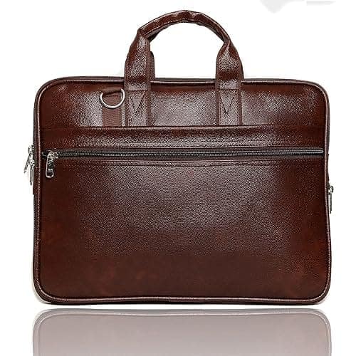KAISHWA Brown Leather Messenger Bag for Men - 15.6 Inch Laptop Briefcase with Adjustable Shoulder Strap and Multiple Pockets view 3