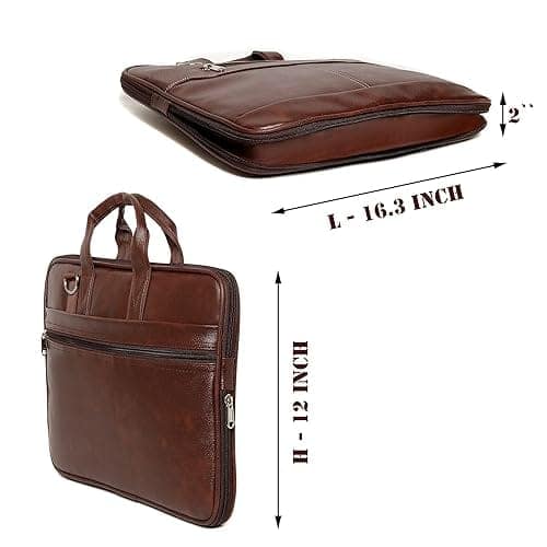 KAISHWA Brown Leather Messenger Bag for Men - 15.6 Inch Laptop Briefcase with Adjustable Shoulder Strap and Multiple Pockets view 5