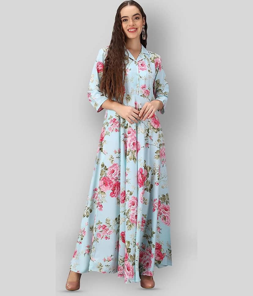 Rudrakriti Women Crepe Printed A-line Dress ( White )