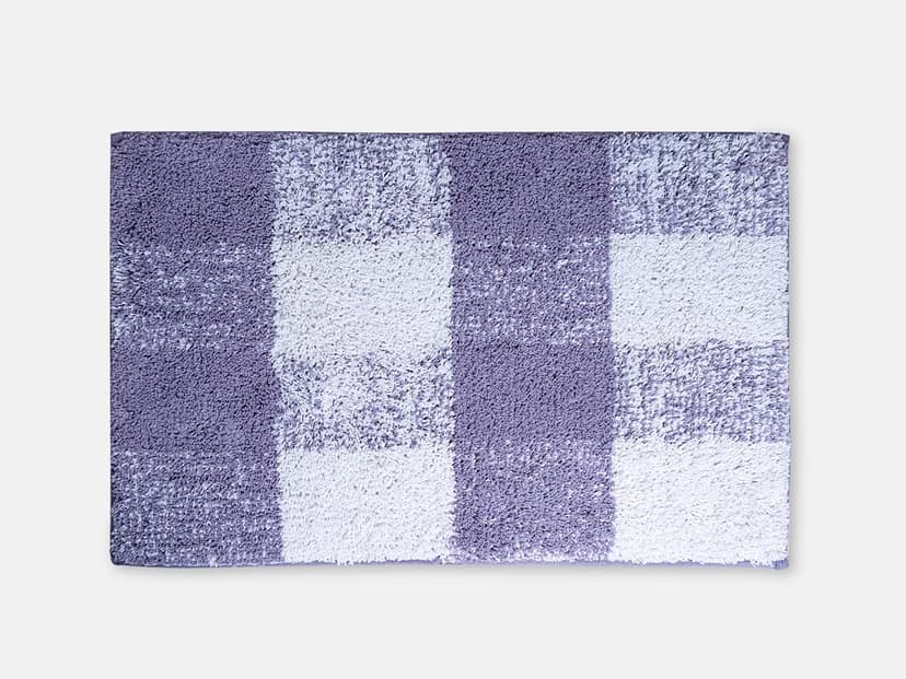 Checkerboard Patterned Plush Bath Mat - Non-Slip & Absorbent