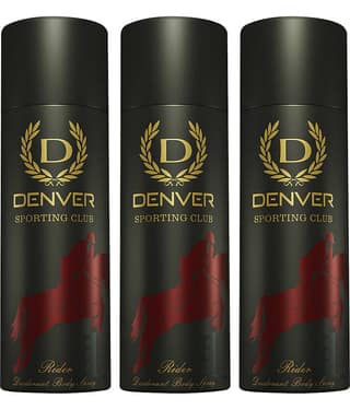 Denver Sporting Club Rider 165 ml Each Deodorant Spray for Men 495 ml ( Pack of 3 )