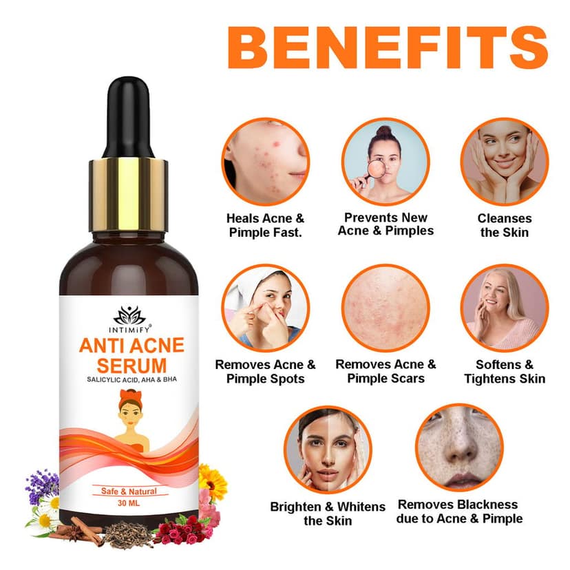 Intimify anti acne serum, anti aging wrinkles serum, face serum, skin brightening serum, anti wrinkle face serum (30 ml) view 4