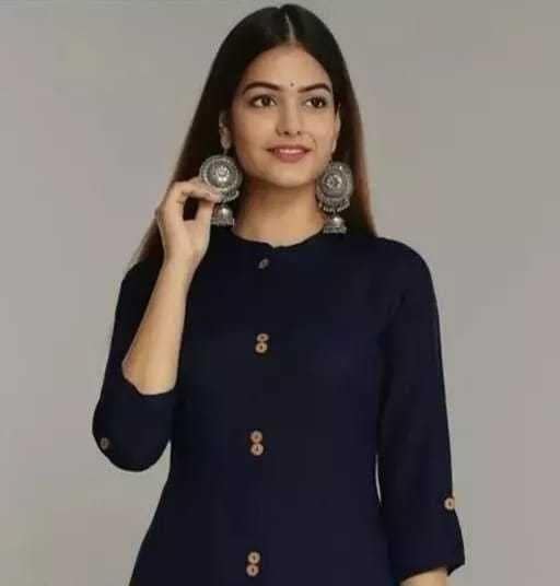 MANMAYEE Indian Tunic Top Women's Rayon Button in Front Design Straight Kurti | Straight Kurti view 4