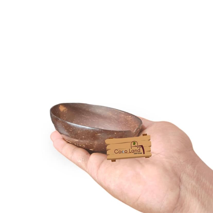 CocoLand Coconut Shell Pudding Pot Oval Shape (150-250 ml) M-L Size Coconut Oil Polished