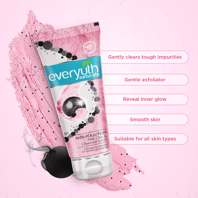 Everyuth Naturals Anti Pollution Pink Clay & Charcoal Scrub 50g | For all skin types (Oily/Dry) view 5