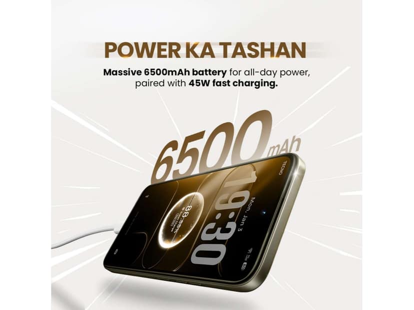 Tecno Spark 50 5G Smartphone, 4GB RAM, 128GB Storage - Champagne Gold view 3
