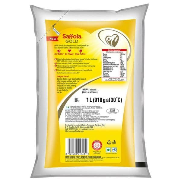 Saffola Gold Oil 1 Ltr view 3
