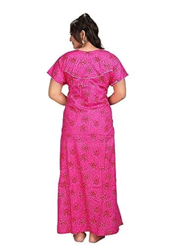VALENCIA SLEEPWEAR Women's Pure Cotton Printed Maxi Nighty with Pocket Nightdress Night Suit Gown for Women and Girls Nightwear Female for Regular Use Nightgown Free Size view 9