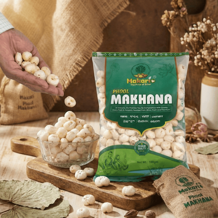 Makario Phool Makhana – Premium Quality Lotus Seeds | 100% Natural & Healthy Snack | 100g Pack view 2