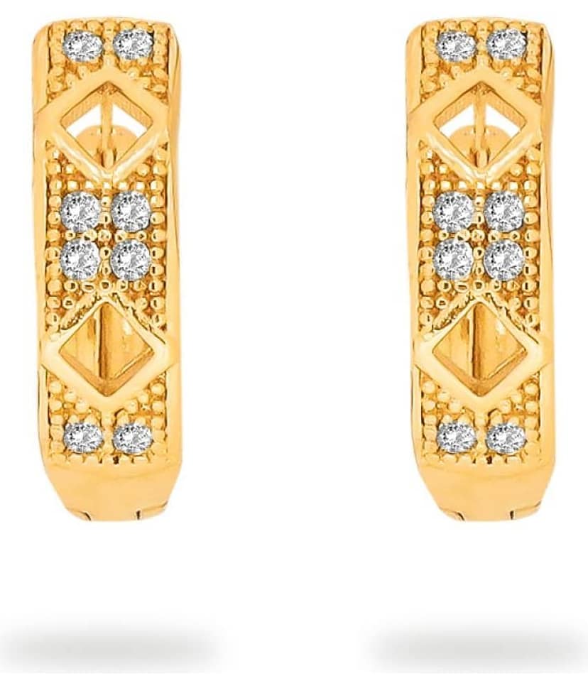 Drashti Collection Golden Huggies Earrings ( Pack of 1 ) view 2