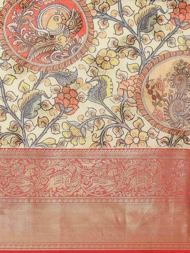 Women's Digital Printed Woven Silk Saree with unstiched blouse piece view 6