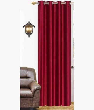 N2C Home Solid Semi-Transparent Eyelet Curtain 9 ft ( Pack of 1 ) - Maroon