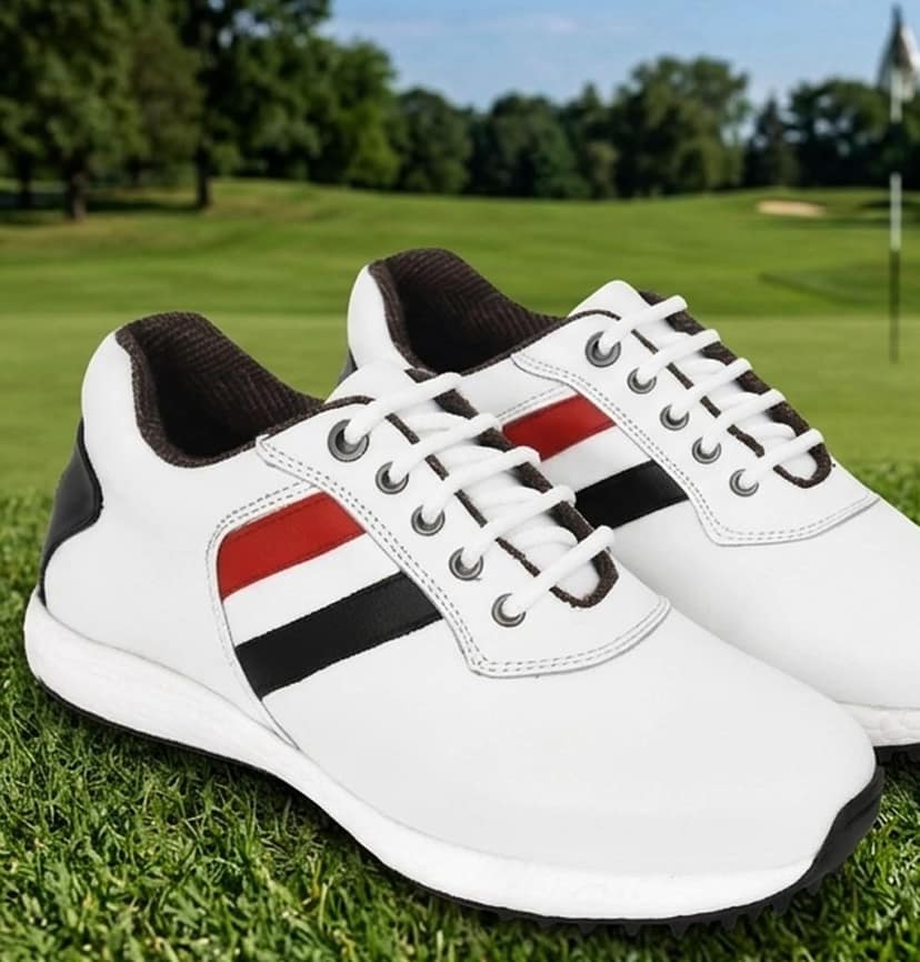 HITCARO Men Genuine Leather Lace-up Professional 100% Waterproof Premium Gold Golf Shoes view 2