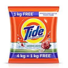Tide Detergent Washing Powder - Jasmine & Rose, Extra Power, Tide, 5 Kg (4 Kg Pack + 1 Kg Pack Free)