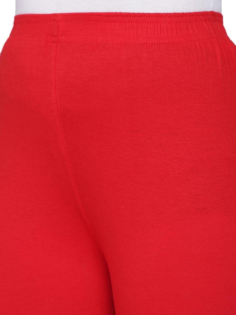 SOFT COLORS Women's Skinny Fit Ethnic Wear Ankle Length Leggings (Red) view 4