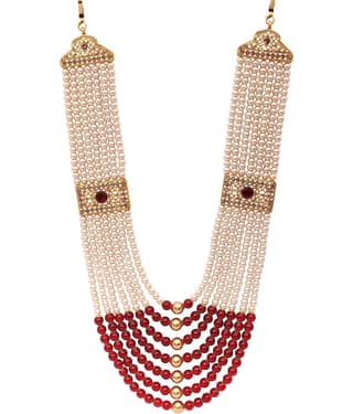 RAADHE CREATION Pearl Necklace Jewellery for Groom Seven Line Dulha Moti Mala Haar for Men