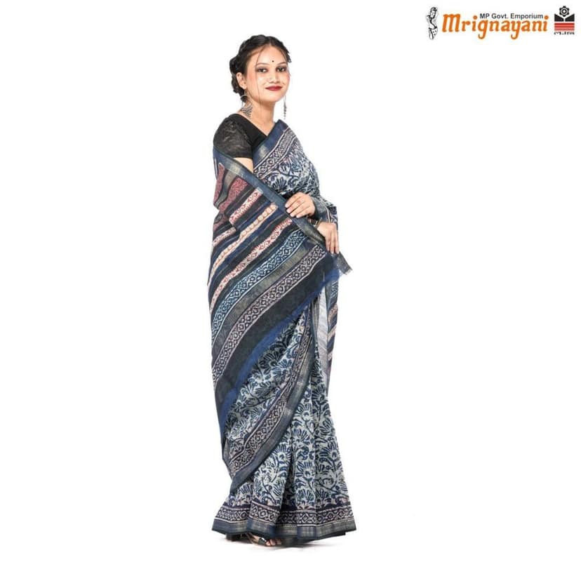 HANDLOOM MAHESHWARI SAREE WITH BLOUSE (SKU - 1SM901110522, SAREE - 1192) view 2