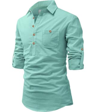 Vida Loca Sky Blue Cotton Blend Men's Shirt Style Kurta ( Pack of 1 )