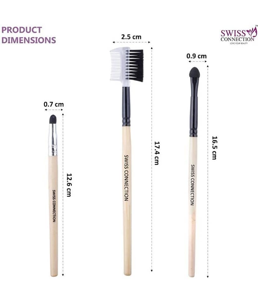 Swiss Connection Makeup Brush Set Natural Wet & Dry Products,Dust off Powder 30 g 3 Pcs view 2