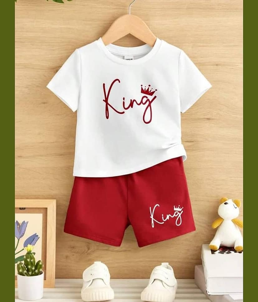 CUTEVIBE Pack of 1 Boys Cotton Blend T-Shirt & Shorts Set ( White )