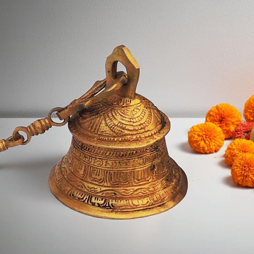 Brass Wall Hanging Bell, Ghanta, Height : 5 Inch (BSMAS1021 C)