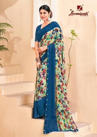 Digital Printed Georgette Saree in Multicolor