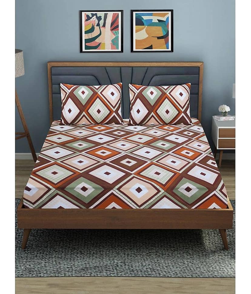 Home Candy Microfibre Abstract 1 Bedsheet with 2 Pillow Covers - Multi view 2