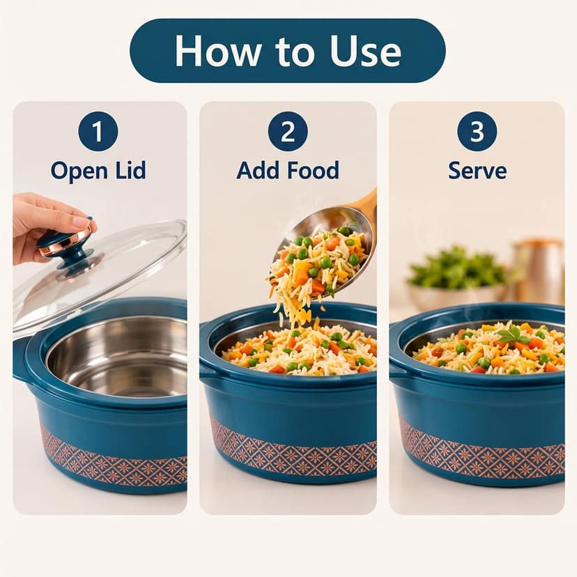 Crystal Casserole with Stainless Steel Inner Bowl and Glass Lid (3500 ML) view 3