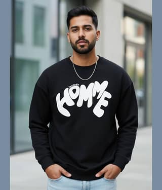 Leotude Men Cotton Blend Oversized Fit Printed T-Shirt ( Black )