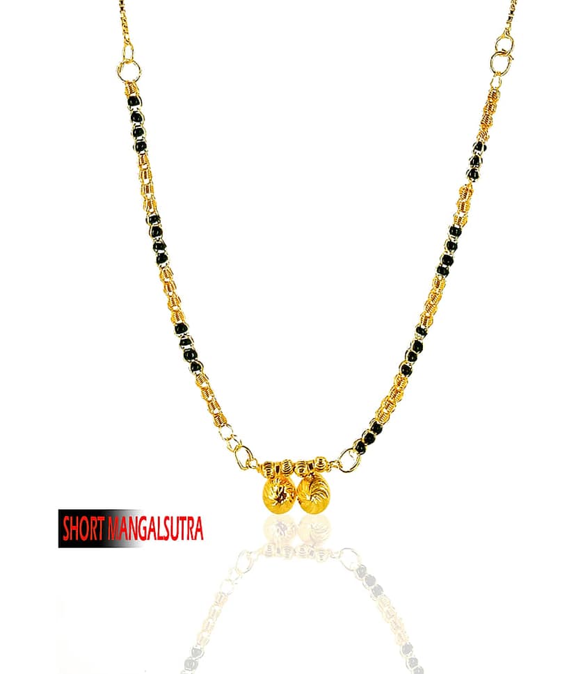 KRIMO GOLD BLACK SHORT MANGALSUTRA FOR WOMEN-100132 view 2