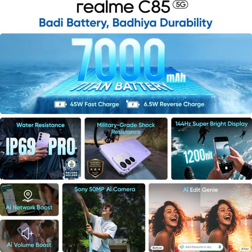 REALME C85 5G (Parrot Purple, 6GB RAM, 128GB Storage) view 2