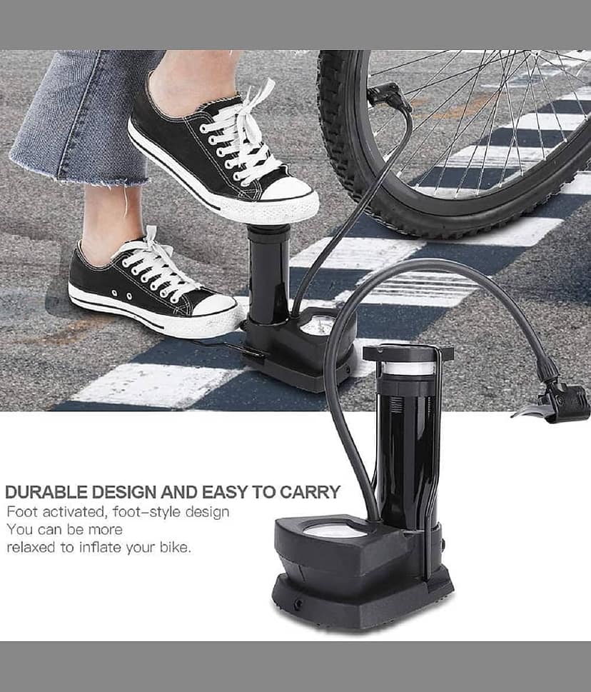 VVORAA - Portable Mini Bike Pump/Cycle Foot Pump Foot Activated with Pressure Gauge Floor Bicycle Bikes Pump & Cycle Pump Bicycle Tire Pump for Road. view 2
