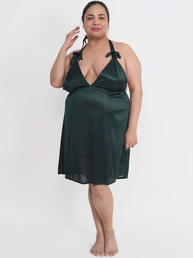 Plus Size Sexy Solid Cherry Honeymoon Babydoll Bikini Dress BB41Gb view 4