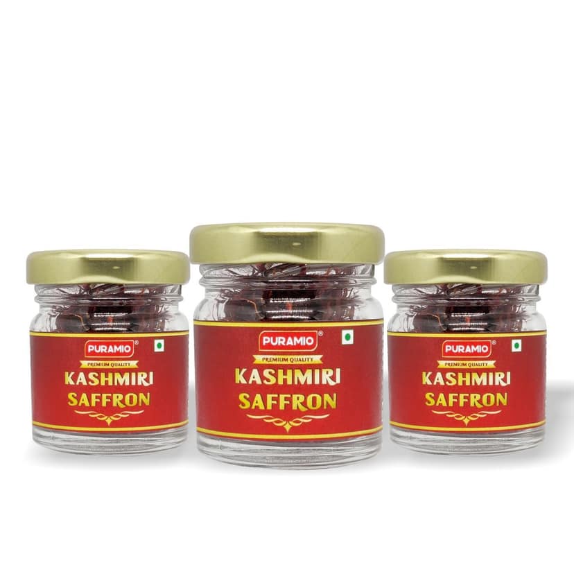 Puramio Kashmiri Saffron (Kesar) - Pure And Natural, 5 gm Each - Pack of 3