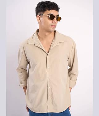 Bene Kleed 100% Cotton Oversized Fit Solids Full Sleeves Men's Casual Shirt - Grey ( Pack of 1 )