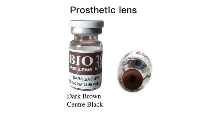 Prosthetic Contact Lens/Contact Lens (Dark Brown Center Black) with Lens Case, Lens Holder and 100 ML Solution view 2
