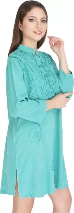 Women's Plus Size Tunic Tops Summer Long Sleeve Round Neck Blouses-Dress Ruffle Flowy Up T Shirts view 3