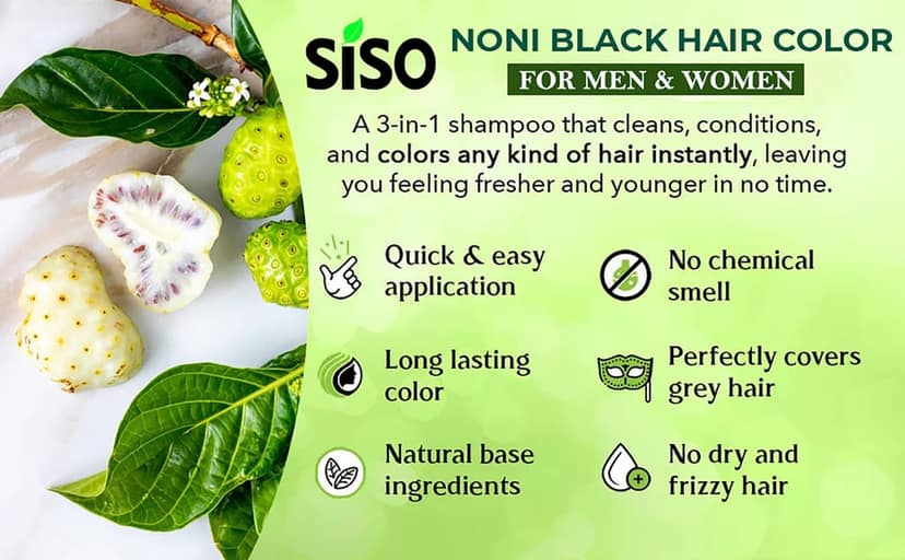 Siso Premium Noni Black Hair colour shampoo 20g Pack of 6 | Ammonia Free hair color for women view 5