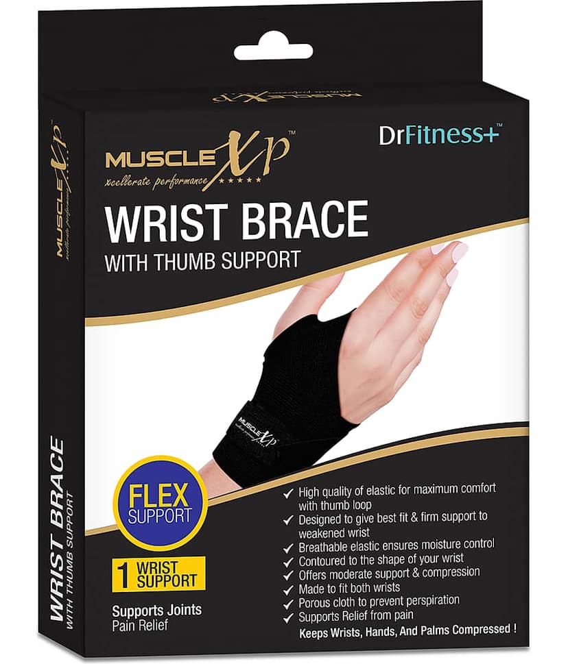MuscleXP DrFitness+ Wrist Brace with Thumb Support For Men & Women, Gym & Workout, Sports Injury & Wrist Pain, Hands & Palms Compression