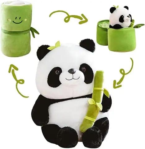 Storescent Cute Panda Plush with Bamboo, Kawaii Soft Stuffed Animals Toy, Plushies Doll Gifts for Kids Girls Boys Birthday Valentine (Panda in Bamboo) view 2