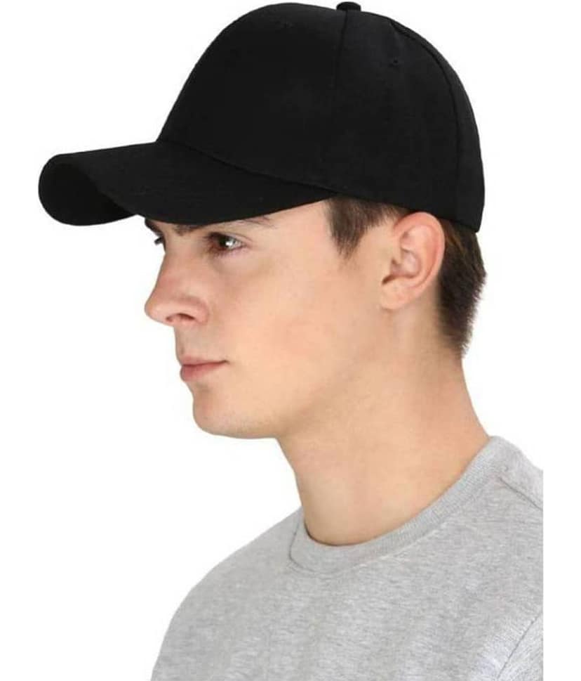 Bolax Black Plain Cotton Caps view 2