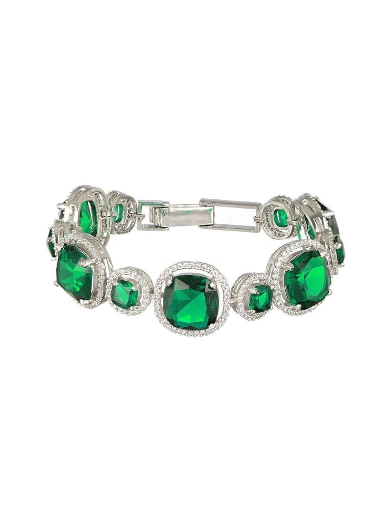 Rhodium Plated Green CZ Studded Wraparound Tennis Bracelet view 5