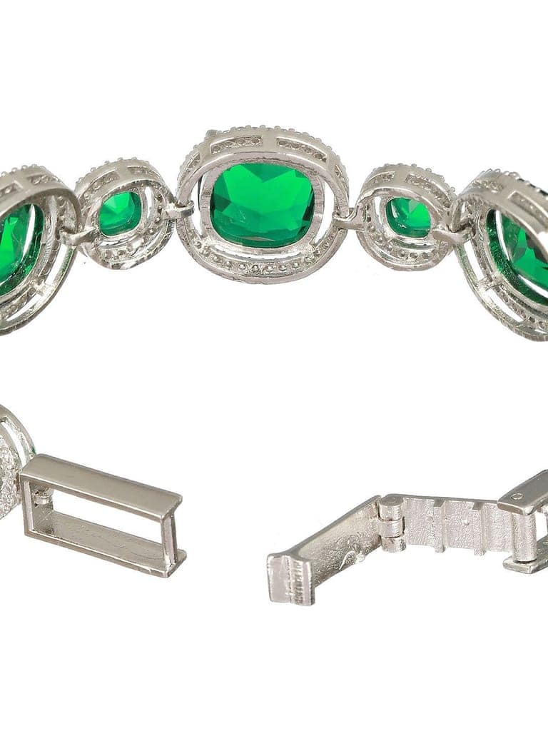 Rhodium Plated Green CZ Studded Wraparound Tennis Bracelet view 6