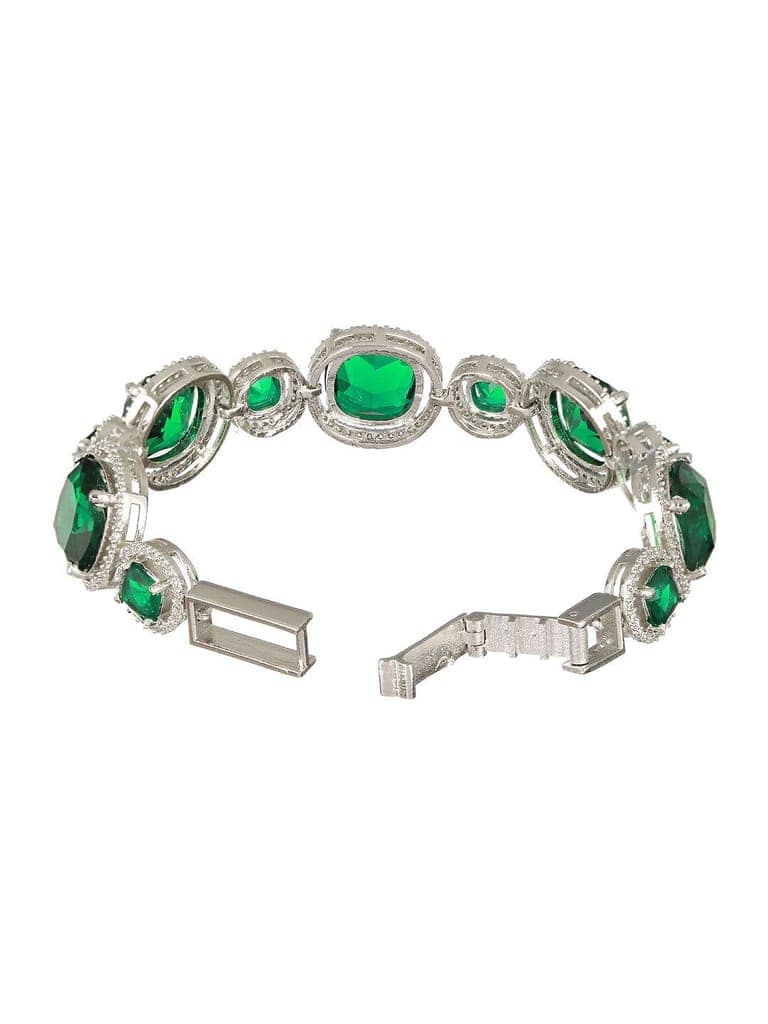 Rhodium Plated Green CZ Studded Wraparound Tennis Bracelet view 7