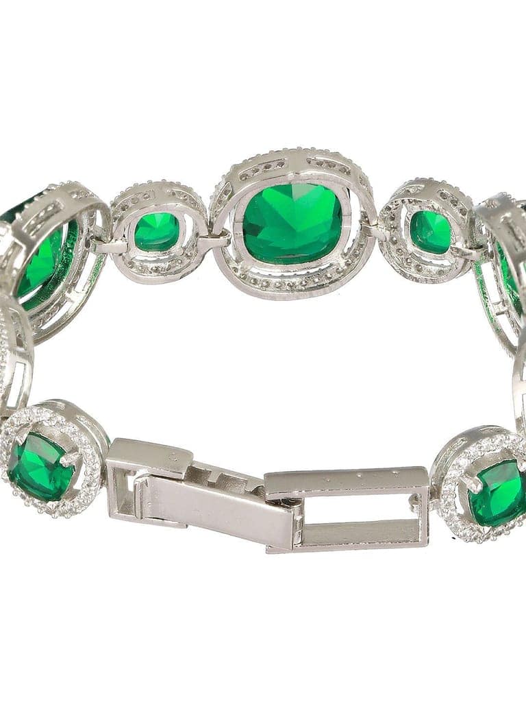 Rhodium Plated Green CZ Studded Wraparound Tennis Bracelet view 8