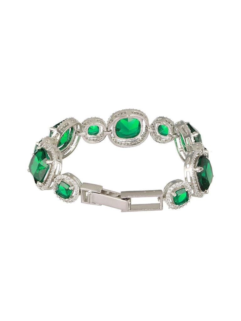 Rhodium Plated Green CZ Studded Wraparound Tennis Bracelet view 9