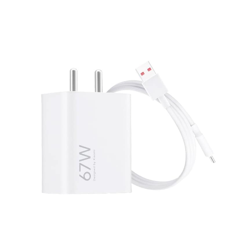 Xiaomi 67W Fast Charger Combo/Rapid Charging with Qualcomm Quick Charge 3.0. Includes USB Type-C 6A Fast Charge Cable. Compatable with mobiles, laptops, and Power Banks (White)